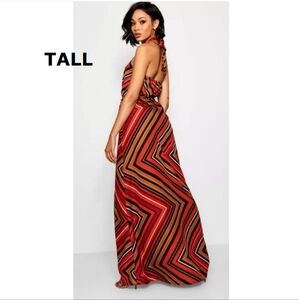 NWT Boohoo TALL halter twist belted maxi dress, size 8-10 TALL